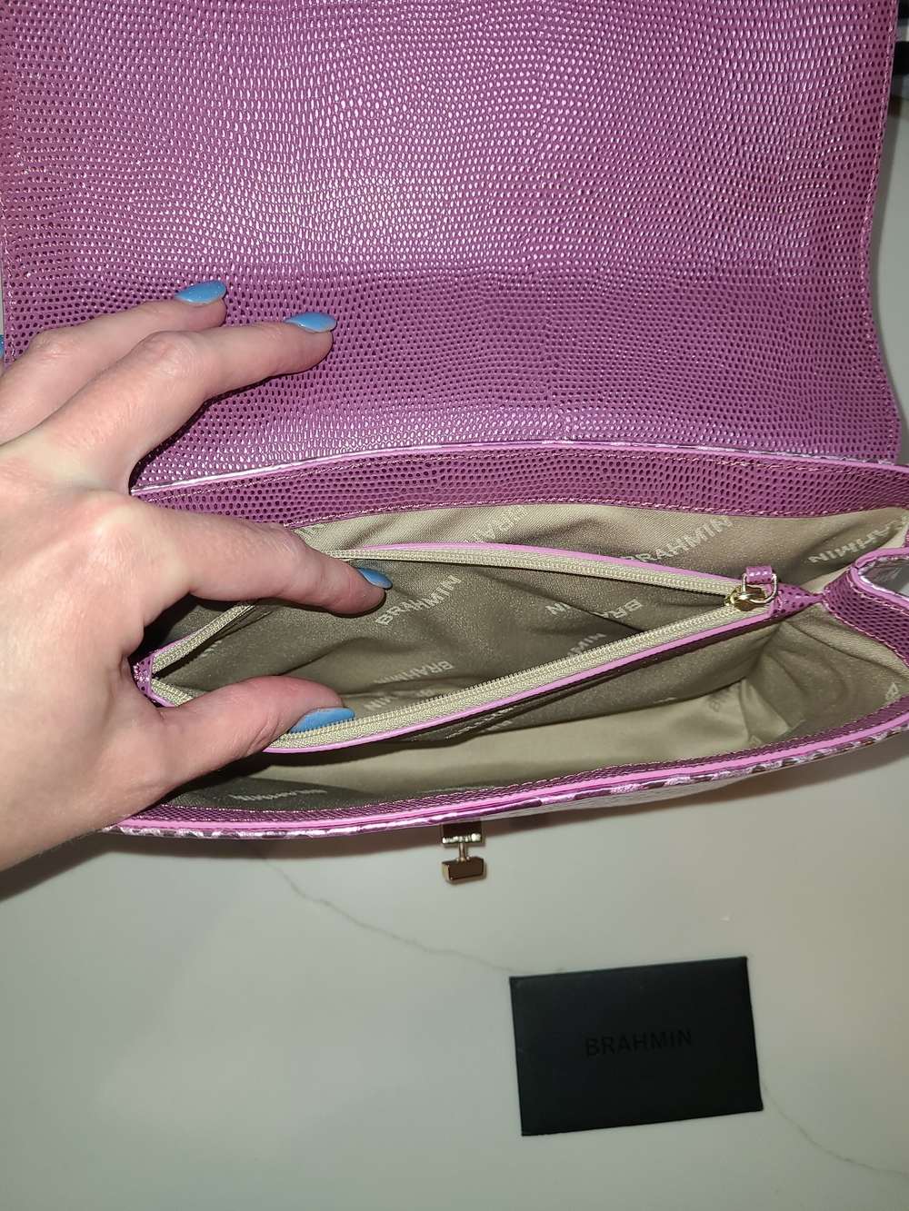 Brahmin Rosa In Rose Water Akoni Shoulder Bag Functional Turnlock Is Loose - Picture 13 of 15